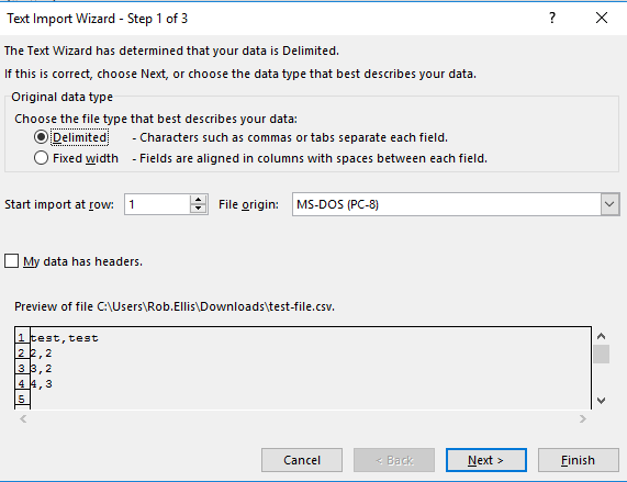 Importing CSV to Excel