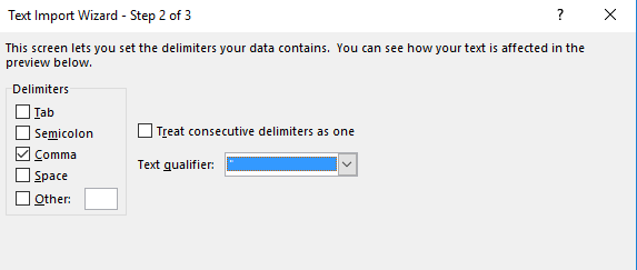 Importing CSV to Excel