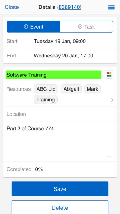 training scheduling app