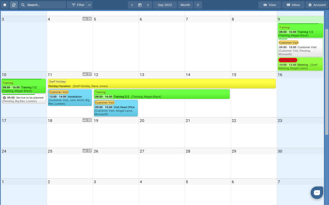 resource scheduling calendar