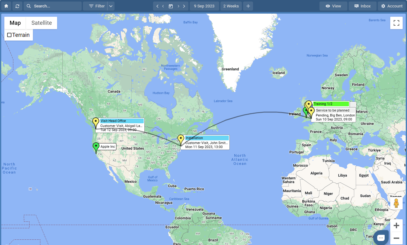 resource scheduling map